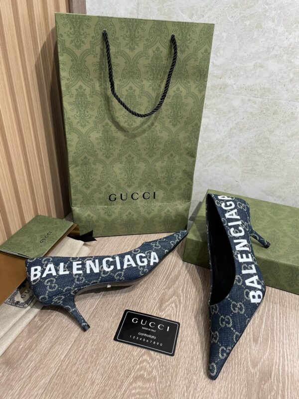 Gucci Balenciaga The Hacker Project Square Knife Pump Blue For Women GG