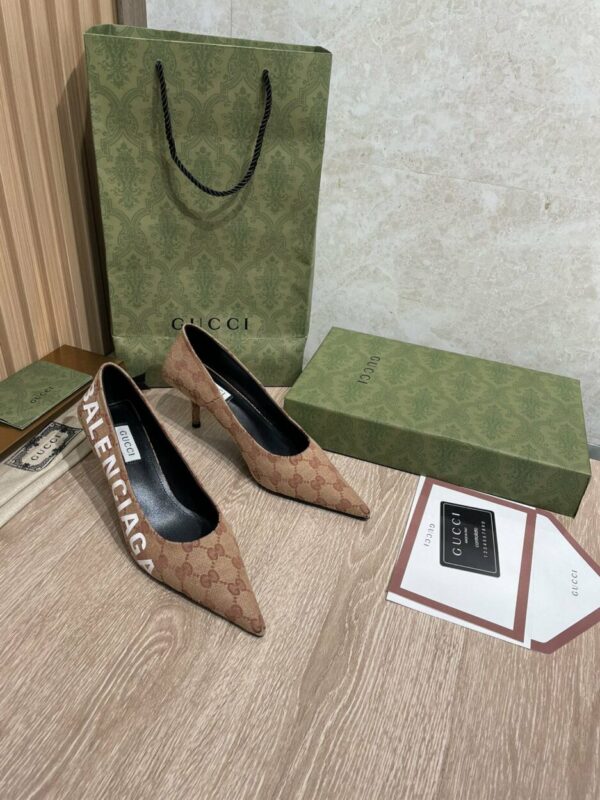 Gucci Balenciaga The Hacker Project Square Knife Pump Brown For Women GG