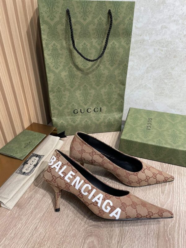 Gucci Balenciaga The Hacker Project Square Knife Pump Brown For Women GG