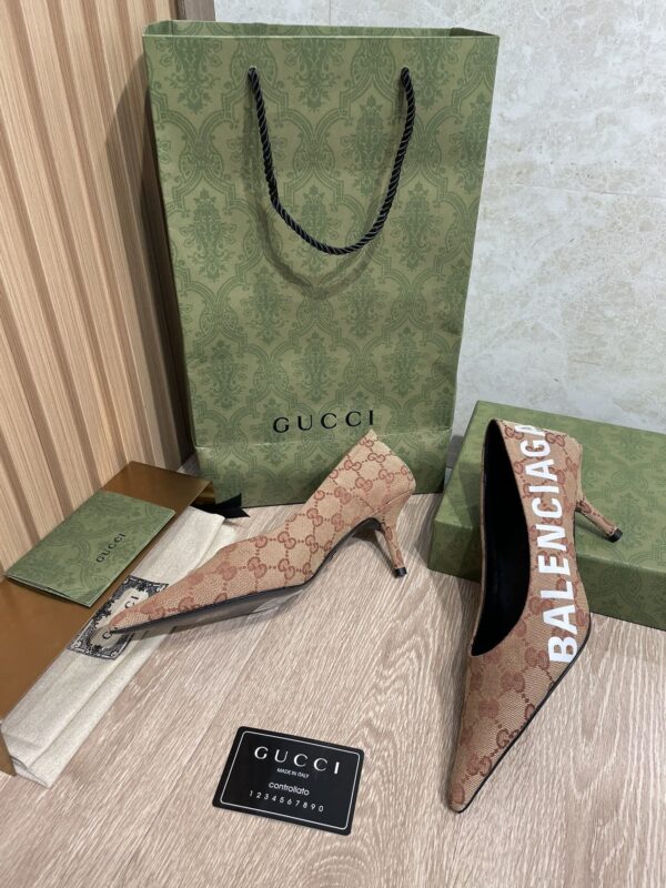 Gucci Balenciaga The Hacker Project Square Knife Pump Brown For Women GG