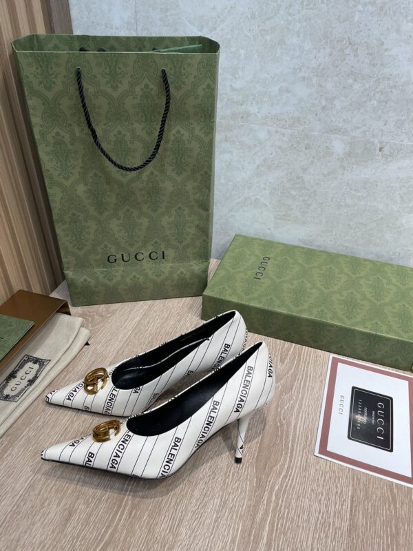 Gucci Balenciaga The Hacker Project Square Knife Pump White For Women GG