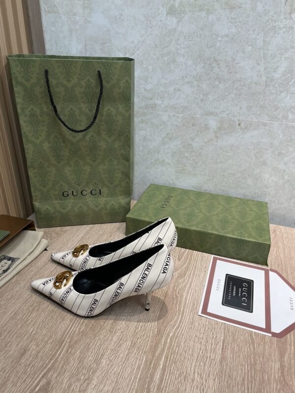 Gucci Balenciaga The Hacker Project Square Knife Pump White For Women GG