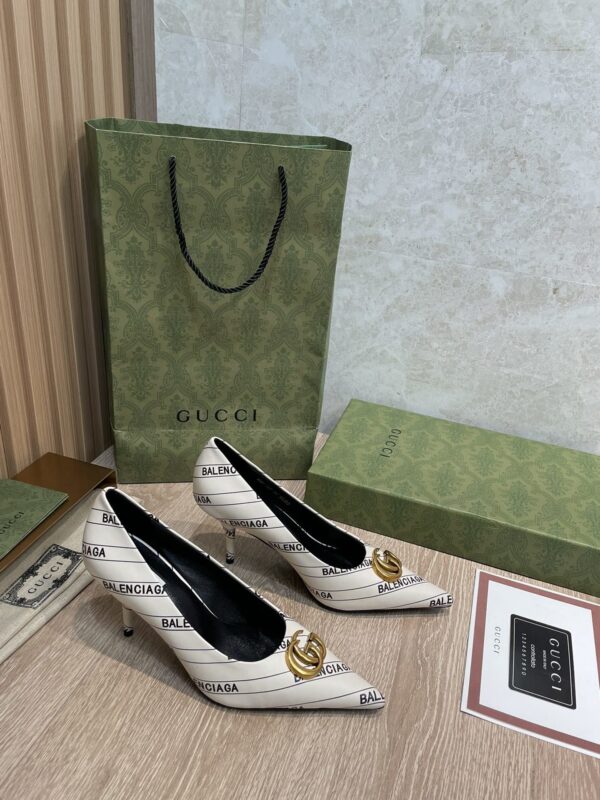 Gucci Balenciaga The Hacker Project Square Knife Pump White For Women GG
