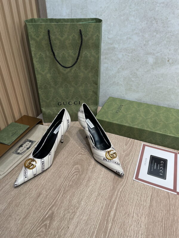 Gucci Balenciaga The Hacker Project Square Knife Pump White For Women GG