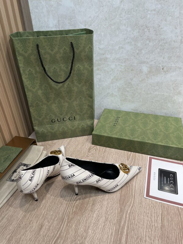 Gucci Balenciaga The Hacker Project Square Knife Pump White For Women GG