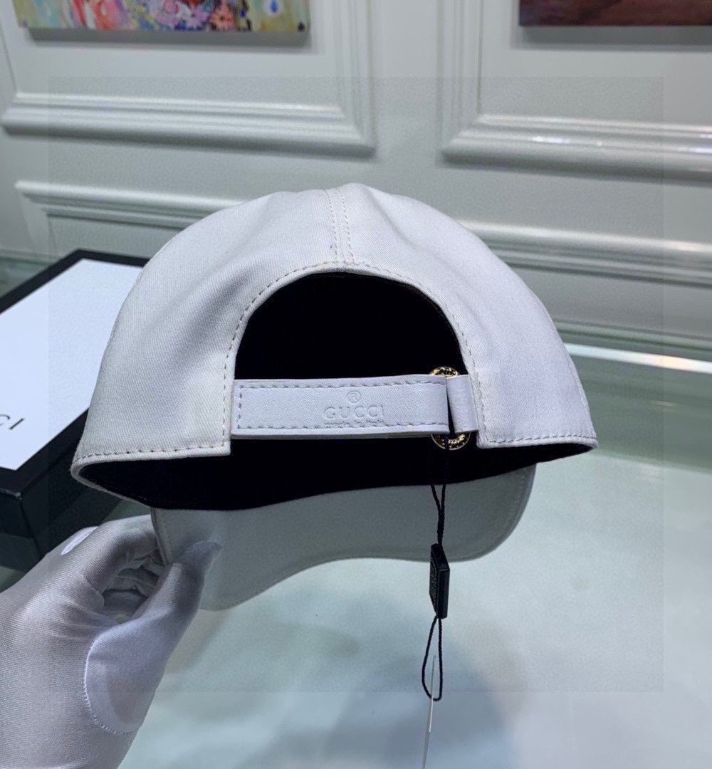 Gucci Bambi Embroidered Baseball Hat White GG Hat
