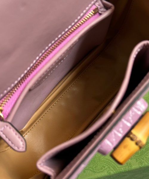 1:1 Replica Gucci Bamboo 1947 Crocodile Top Handle Bag Pink For Women, Women's Bags 10.2in/26cm GG