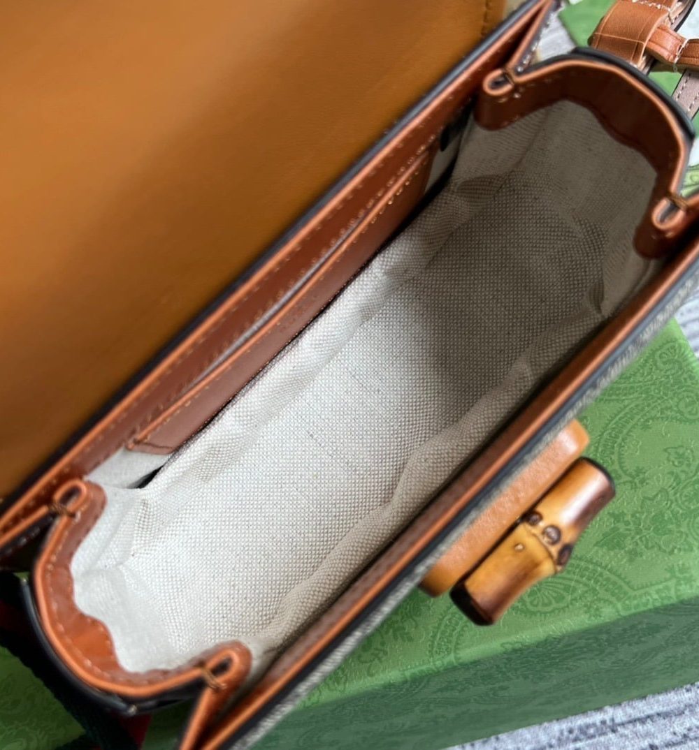 1:1 Replica Gucci Bamboo 1947 Jumbo GG Small Top Handle Bag Brown For Women, Women's Bags 8.3in/21cm GG