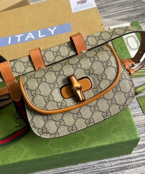 1:1 Replica Gucci Bamboo 1947 Jumbo GG Small Top Handle Bag Brown For Women, Women's Bags 8.3in/21cm GG