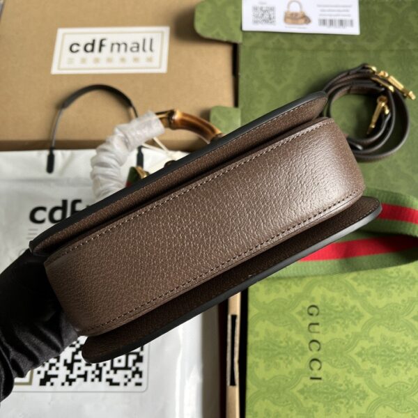1:1 Replica Gucci Bamboo 1947 Jumbo GG Small Top Handle Bag Camel And Ebony Jumbo GG Canvas Brown For Women 8.3in/21cm 675797 UKMDT 2570