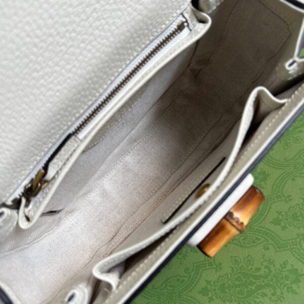 1:1 Replica Gucci Bamboo 1947 Medium  Top Handle Bag White For Women, Women's Bags 10.2in/26cm GG