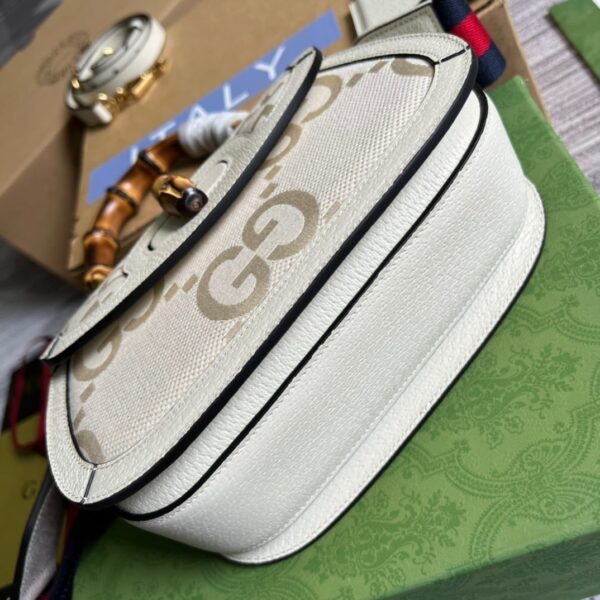 1:1 Replica Gucci Bamboo 1947 Medium  Top Handle Bag White For Women, Women's Bags 10.2in/26cm GG