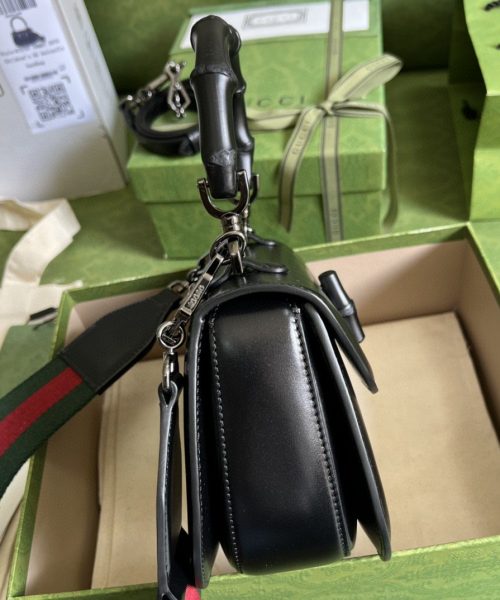 1:1 Replica Gucci Bamboo 1947 Small Top Handle Bag Black  For Women 8.3in/21cm GG 675797 10ODP 1060