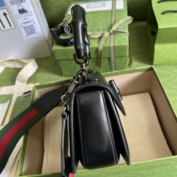 1:1 Replica Gucci Bamboo 1947 Small Top Handle Bag Black  For Women 8.3in/21cm GG 675797 10ODP 1060