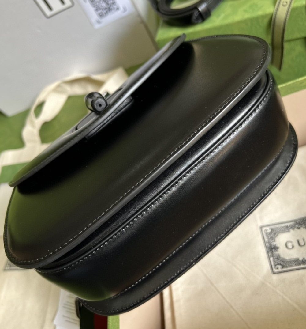 1:1 Replica Gucci Bamboo 1947 Small Top Handle Bag Black  For Women 8.3in/21cm GG 675797 10ODP 1060