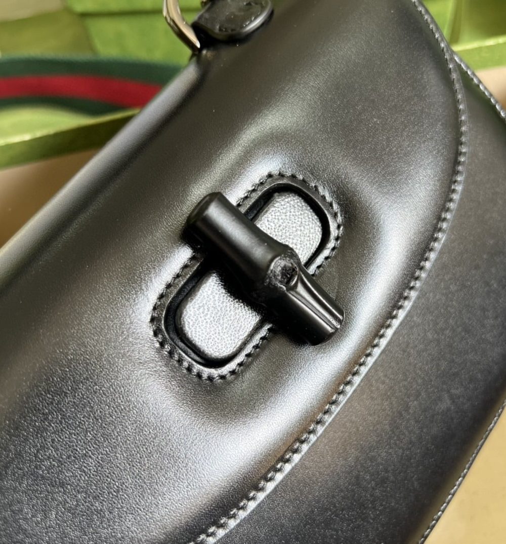 1:1 Replica Gucci Bamboo 1947 Small Top Handle Bag Black  For Women 8.3in/21cm GG 675797 10ODP 1060