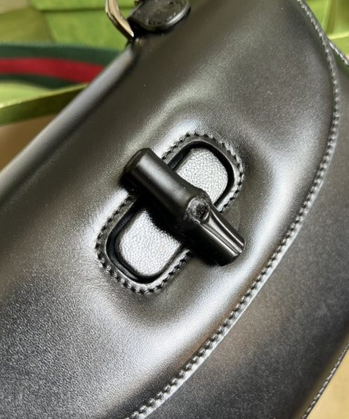 1:1 Replica Gucci Bamboo 1947 Small Top Handle Bag Black  For Women 8.3in/21cm GG 675797 10ODP 1060