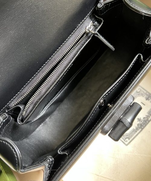 1:1 Replica Gucci Bamboo 1947 Small Top Handle Bag Black  For Women 8.3in/21cm GG 675797 10ODP 1060