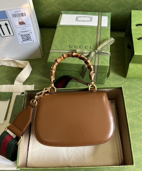 1:1 Replica Gucci Bamboo 1947 Small Top Handle Bag Cuir  For Women 8,3in/21cm 675797 10ODT 2579