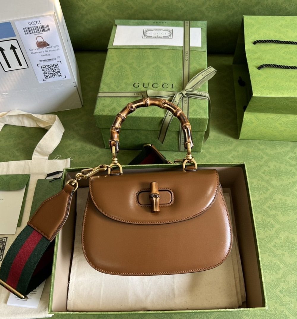 1:1 Replica Gucci Bamboo 1947 Small Top Handle Bag Cuir For Women 8,3in/21cm 675797 10ODT 2579