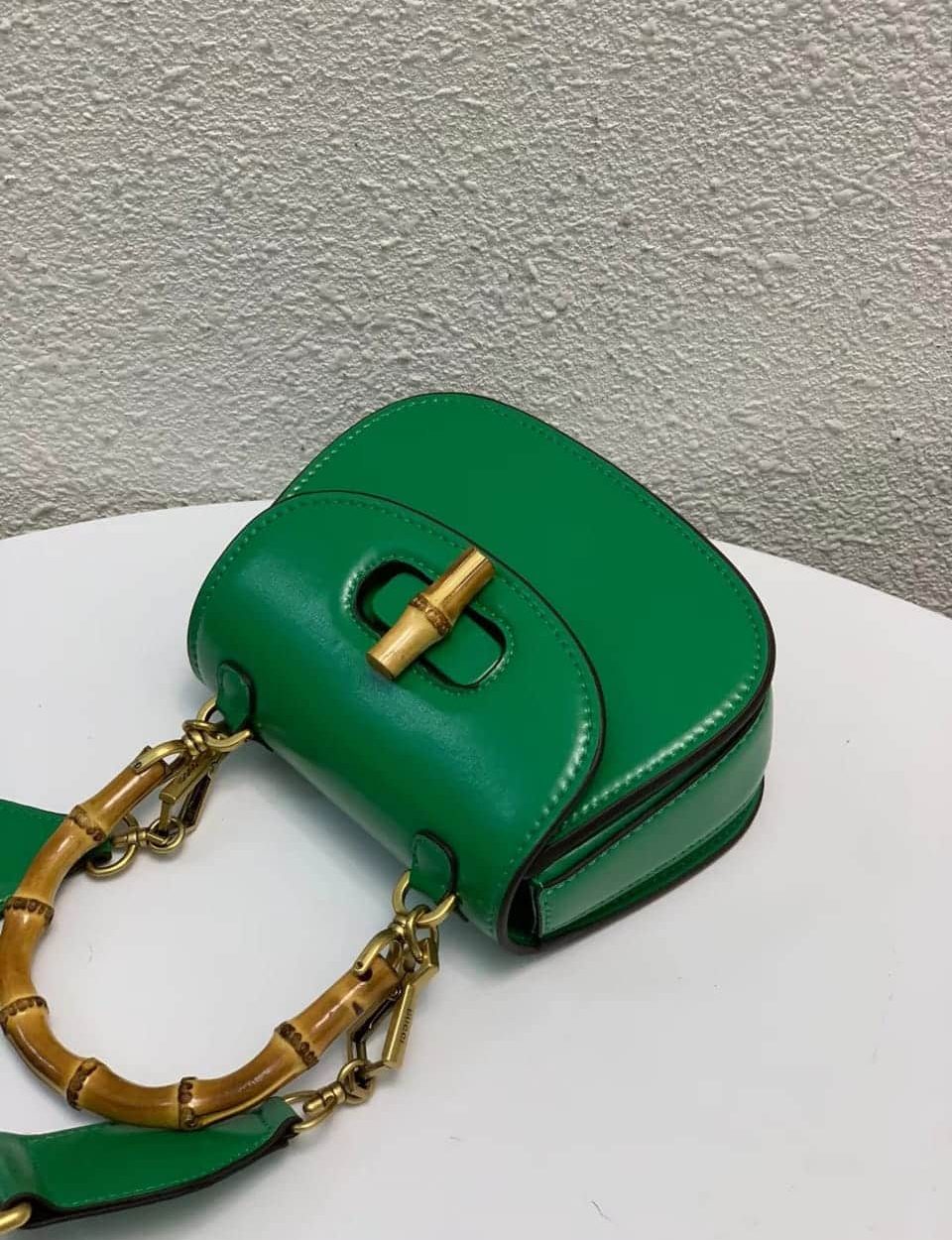 1:1 Replica Gucci Bamboo 1947 Small Top Handle Bag Green  For Women 6.7in/17cm GG 675797 10ODT 3384