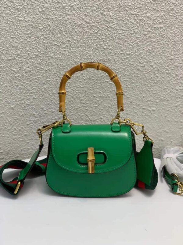 1:1 Replica Gucci Bamboo 1947 Small Top Handle Bag Green  For Women 6.7in/17cm GG 675797 10ODT 3384