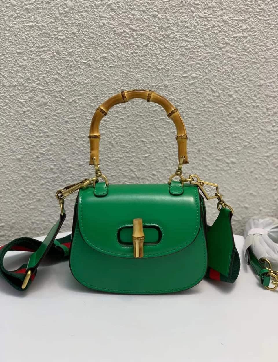 1:1 Replica Gucci Bamboo 1947 Small Top Handle Bag Green For Women 6.7in/17cm GG 675797 10ODT 3384
