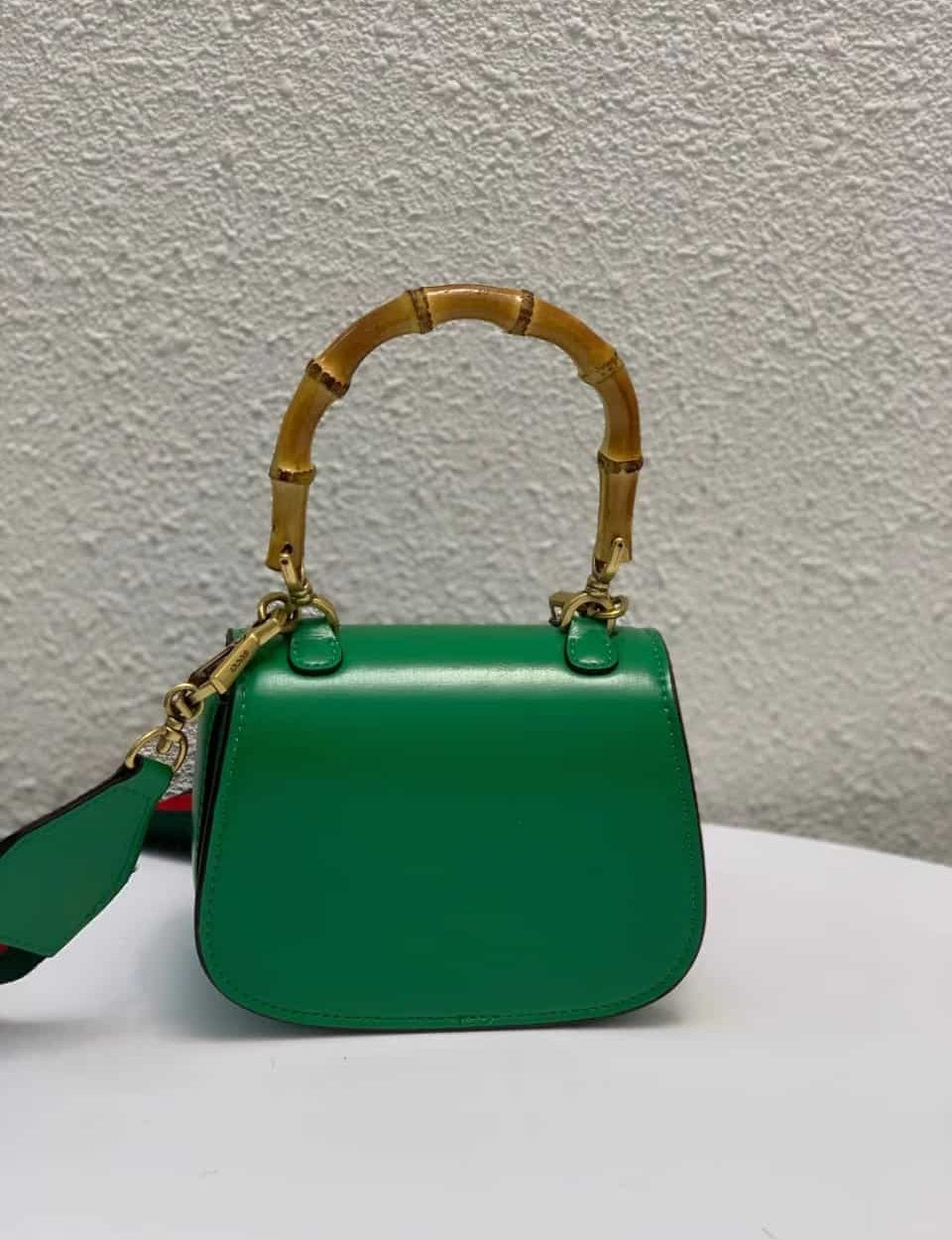1:1 Replica Gucci Bamboo 1947 Small Top Handle Bag Green  For Women 6.7in/17cm GG 675797 10ODT 3384