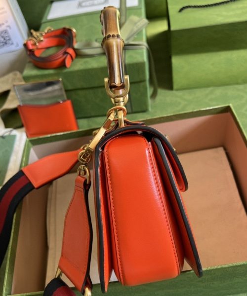 1:1 Replica Gucci Bamboo 1947 Small Top Handle Bag Orange  For Women 8.3in/21cm ‎GG 675797 10ODT 7768