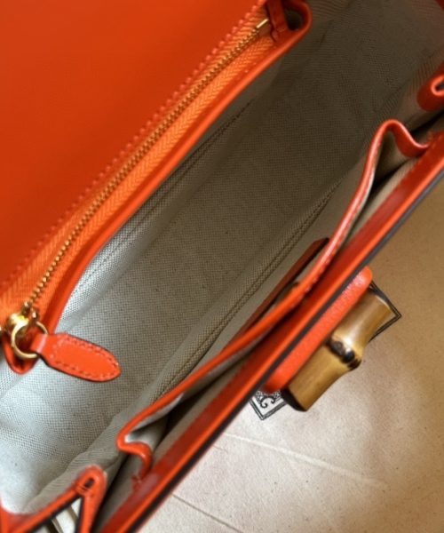 1:1 Replica Gucci Bamboo 1947 Small Top Handle Bag Orange  For Women 8.3in/21cm ‎GG 675797 10ODT 7768