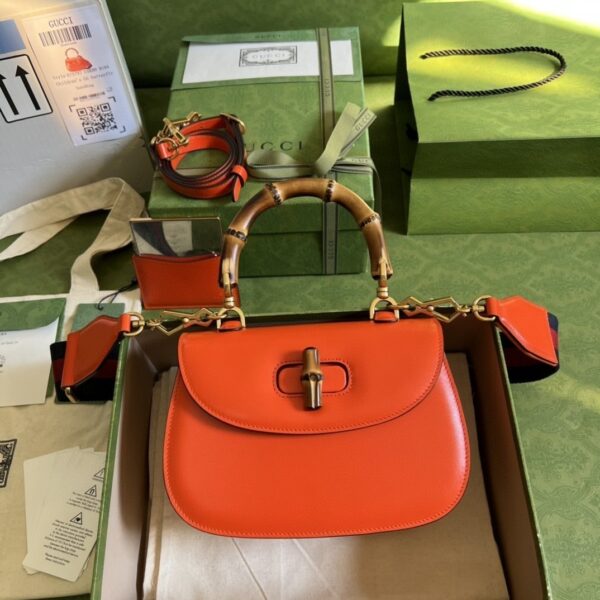 1:1 Replica Gucci Bamboo 1947 Small Top Handle Bag Orange  For Women 8.3in/21cm ‎GG 675797 10ODT 7768