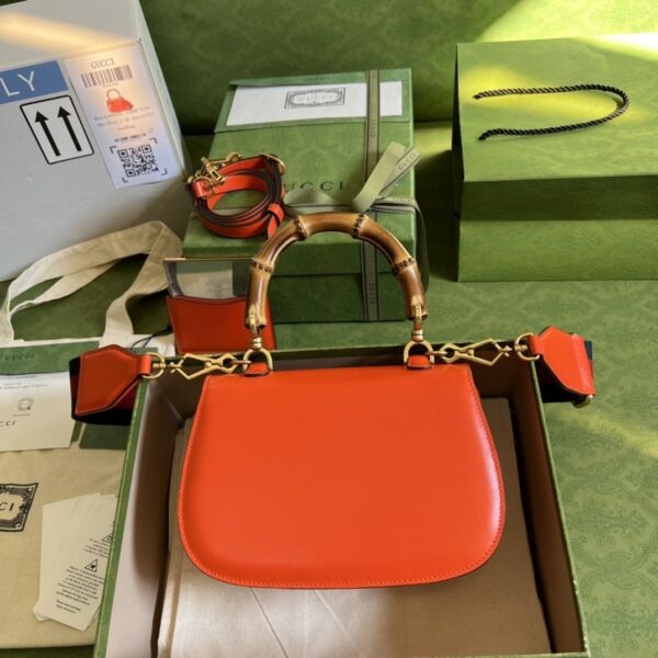 1:1 Replica Gucci Bamboo 1947 Small Top Handle Bag Orange  For Women 8.3in/21cm ‎GG 675797 10ODT 7768
