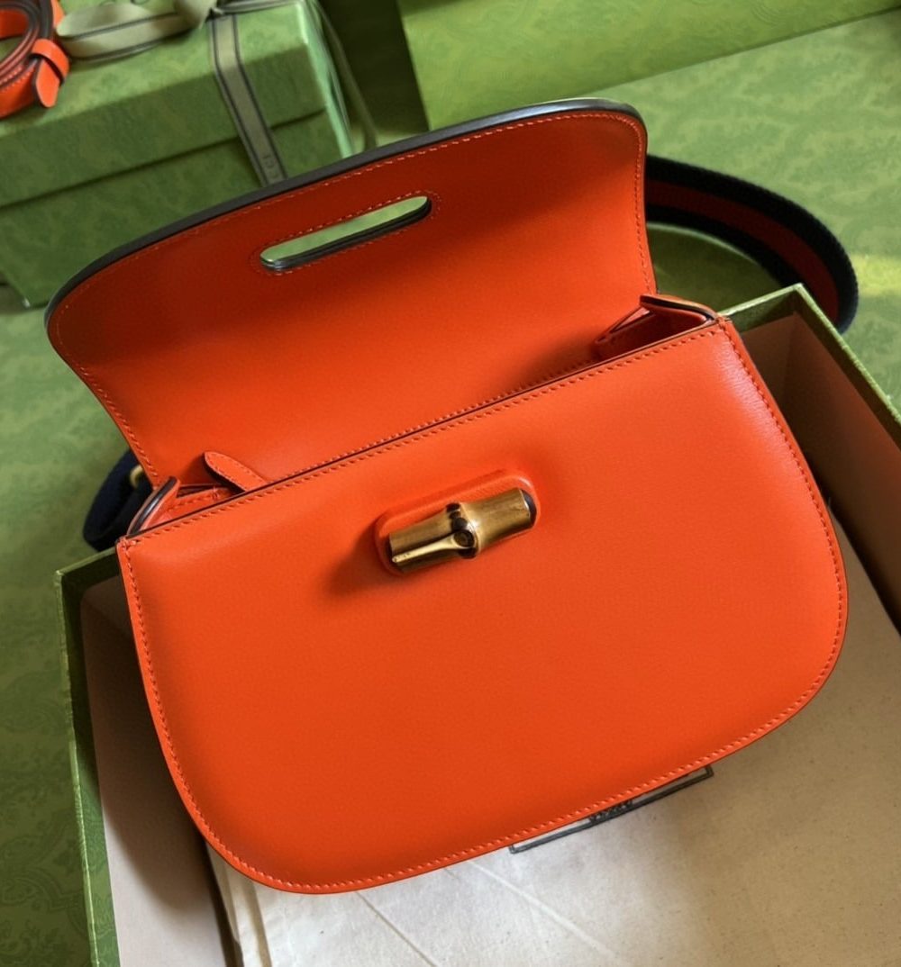 1:1 Replica Gucci Bamboo 1947 Small Top Handle Bag Orange  For Women 8.3in/21cm ‎GG 675797 10ODT 7768