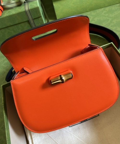 1:1 Replica Gucci Bamboo 1947 Small Top Handle Bag Orange  For Women 8.3in/21cm ‎GG 675797 10ODT 7768