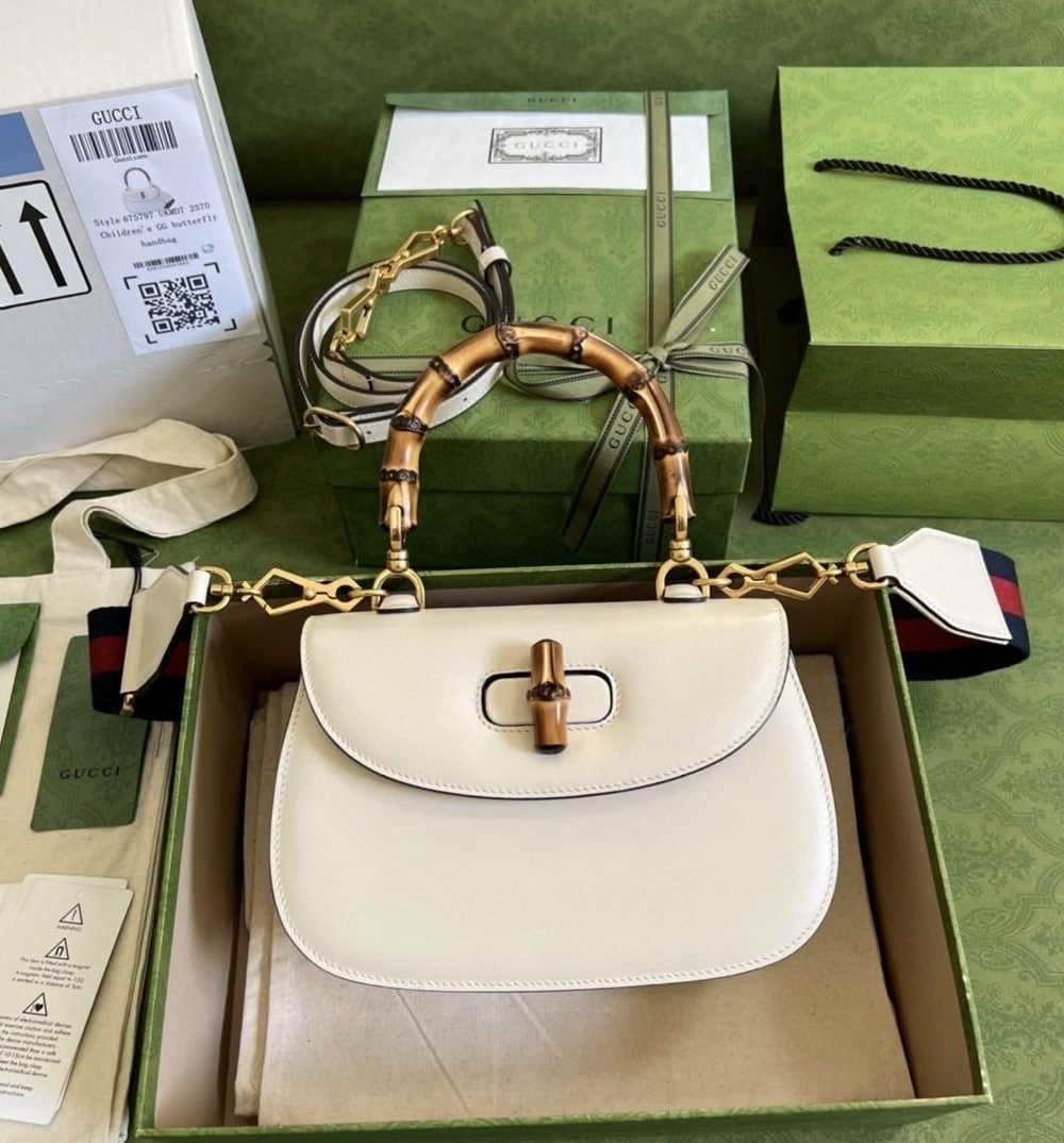 1:1 Replica Gucci Bamboo 1947 Small Top Handle Bag White For Women 8.3in/21cm GG 675797 10ODT 8454