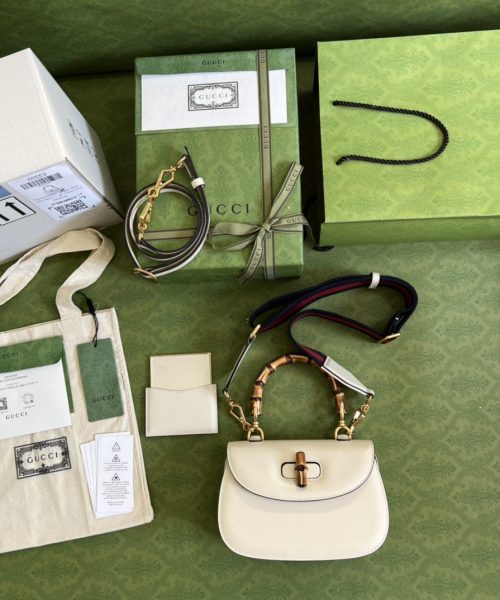 1:1 Replica Gucci Bamboo 1947 Small Top Handle Bag White For Women 8.3in/21cm GG 675797 10ODT 8454