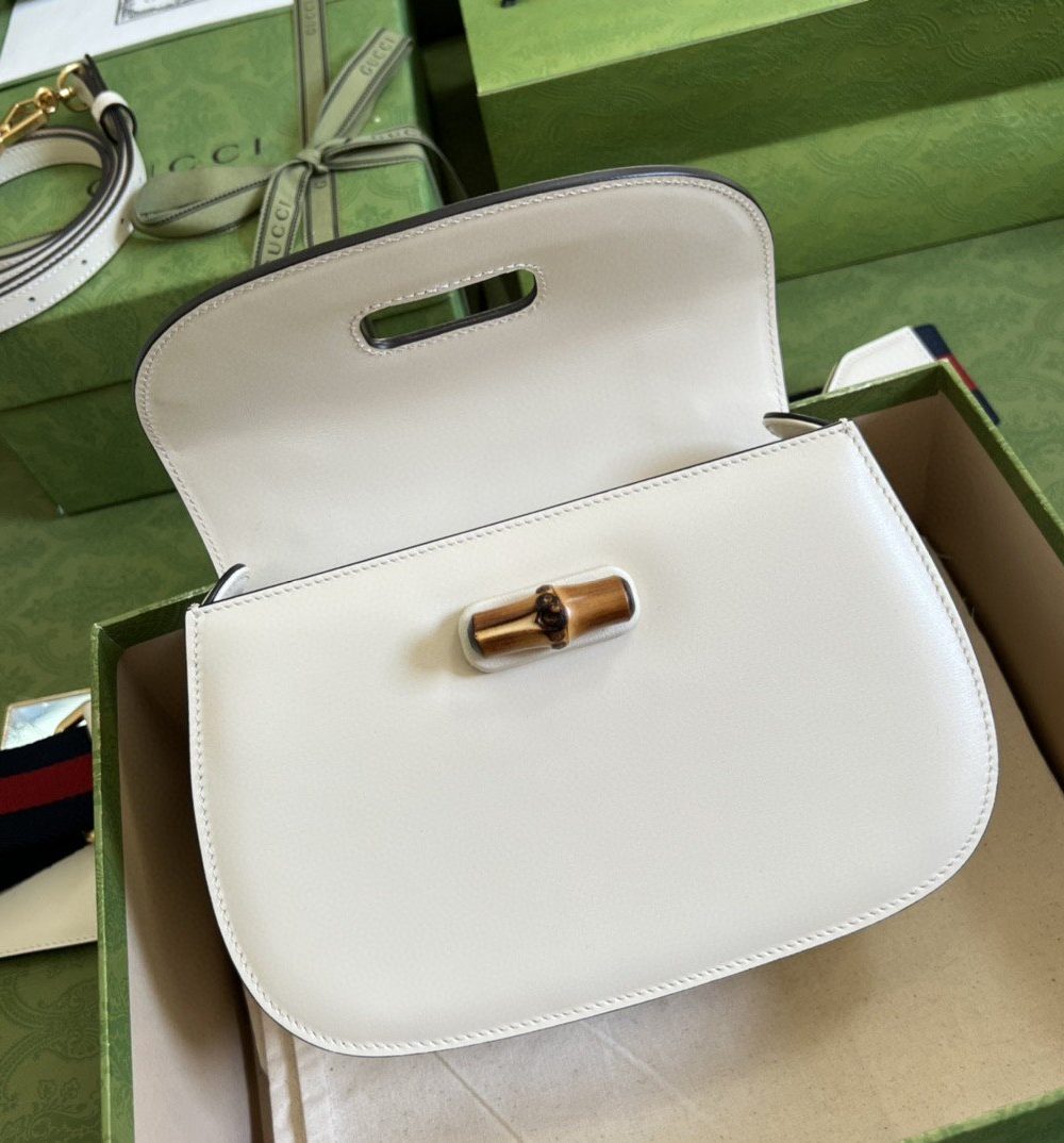 1:1 Replica Gucci Bamboo 1947 Small Top Handle Bag White For Women 8.3in/21cm GG 675797 10ODT 8454