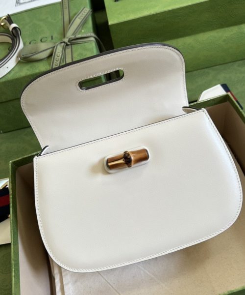 1:1 Replica Gucci Bamboo 1947 Small Top Handle Bag White For Women 8.3in/21cm GG 675797 10ODT 8454
