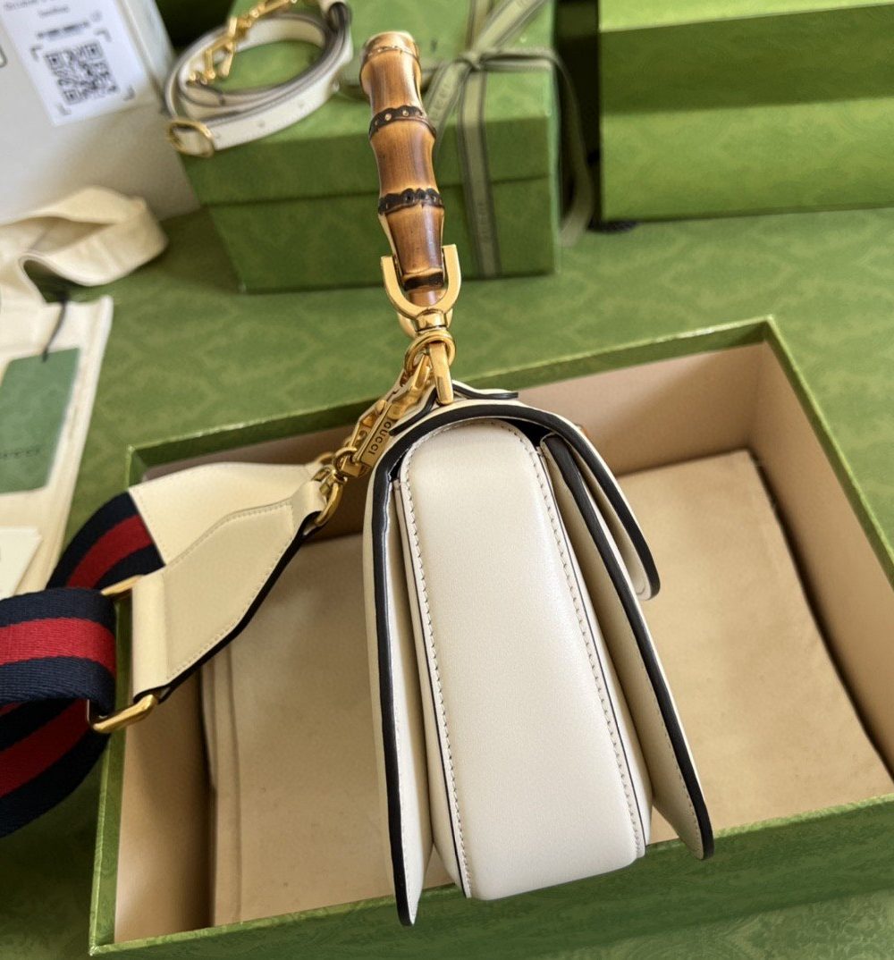 1:1 Replica Gucci Bamboo 1947 Small Top Handle Bag White For Women 8.3in/21cm GG 675797 10ODT 8454