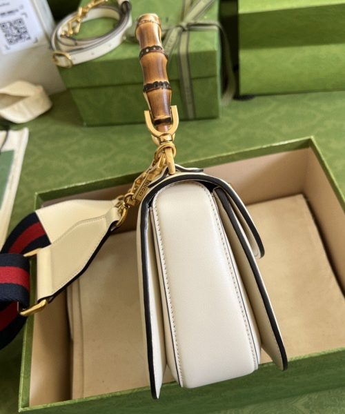 1:1 Replica Gucci Bamboo 1947 Small Top Handle Bag White For Women 8.3in/21cm GG 675797 10ODT 8454
