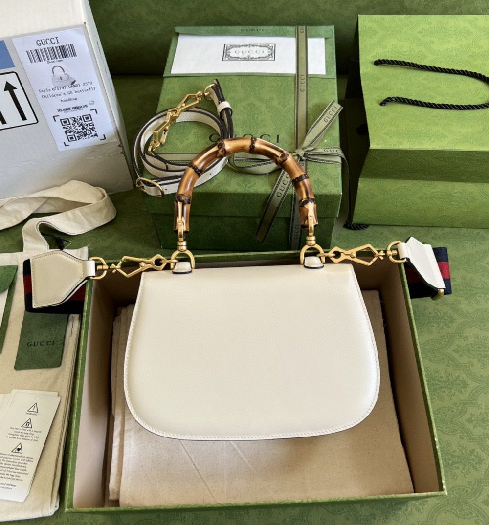 1:1 Replica Gucci Bamboo 1947 Small Top Handle Bag White For Women 8.3in/21cm GG 675797 10ODT 8454