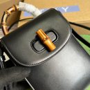1:1 Replica Gucci Bamboo Mini Handbag Black For Women, Women's Bags 6.2in/16cm GG 702106 UZY0T 1000