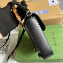 1:1 Replica Gucci Bamboo Mini Handbag Black For Women, Women's Bags 6.2in/16cm GG 702106 UZY0T 1000