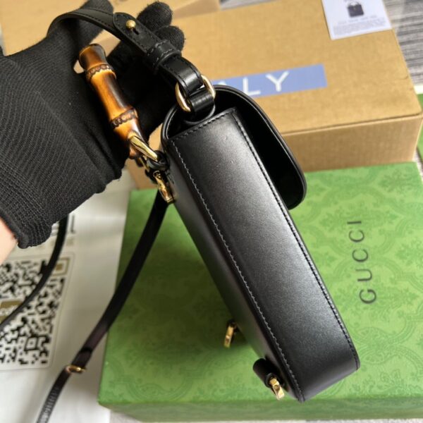 1:1 Replica Gucci Bamboo Mini Handbag Black For Women, Women's Bags 6.2in/16cm GG 702106 UZY0T 1000