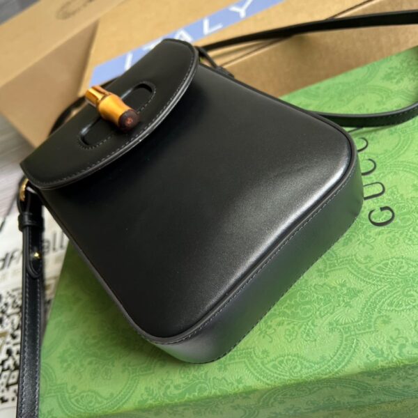 1:1 Replica Gucci Bamboo Mini Handbag Black For Women, Women's Bags 6.2in/16cm GG 702106 UZY0T 1000