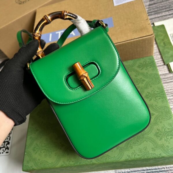 1:1 Replica Gucci Bamboo Mini Handbag Green For Women, Women's Bags 6.2in/16cm GG