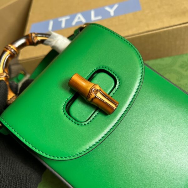 1:1 Replica Gucci Bamboo Mini Handbag Green For Women, Women's Bags 6.2in/16cm GG