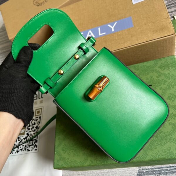 1:1 Replica Gucci Bamboo Mini Handbag Green For Women, Women's Bags 6.2in/16cm GG