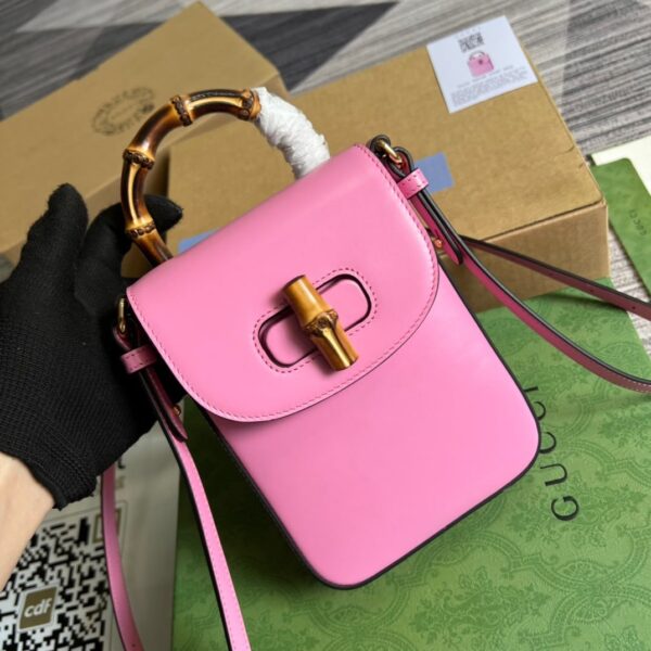 1:1 Replica Gucci Bamboo Mini Handbag Pink For Women, Women's Bags 6.2in/16cm GG 702106 UZY0T 5814