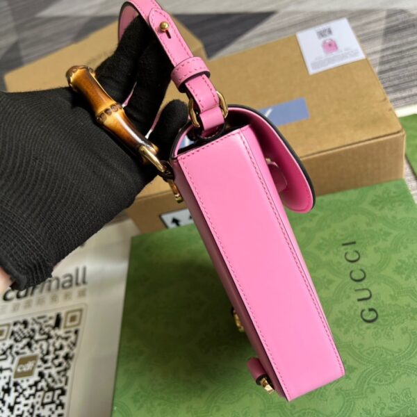1:1 Replica Gucci Bamboo Mini Handbag Pink For Women, Women's Bags 6.2in/16cm GG 702106 UZY0T 5814